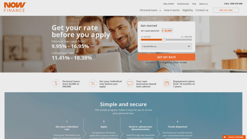 NOW FINANCE personal loan screenshot
